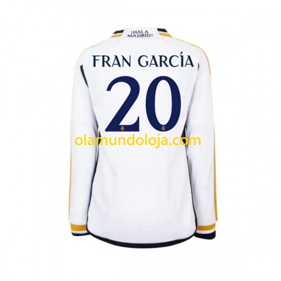 Camisola Real Madrid Fran Garcia 20 Homem Equipamento Primeiro 2023-2024 Manga Comprida